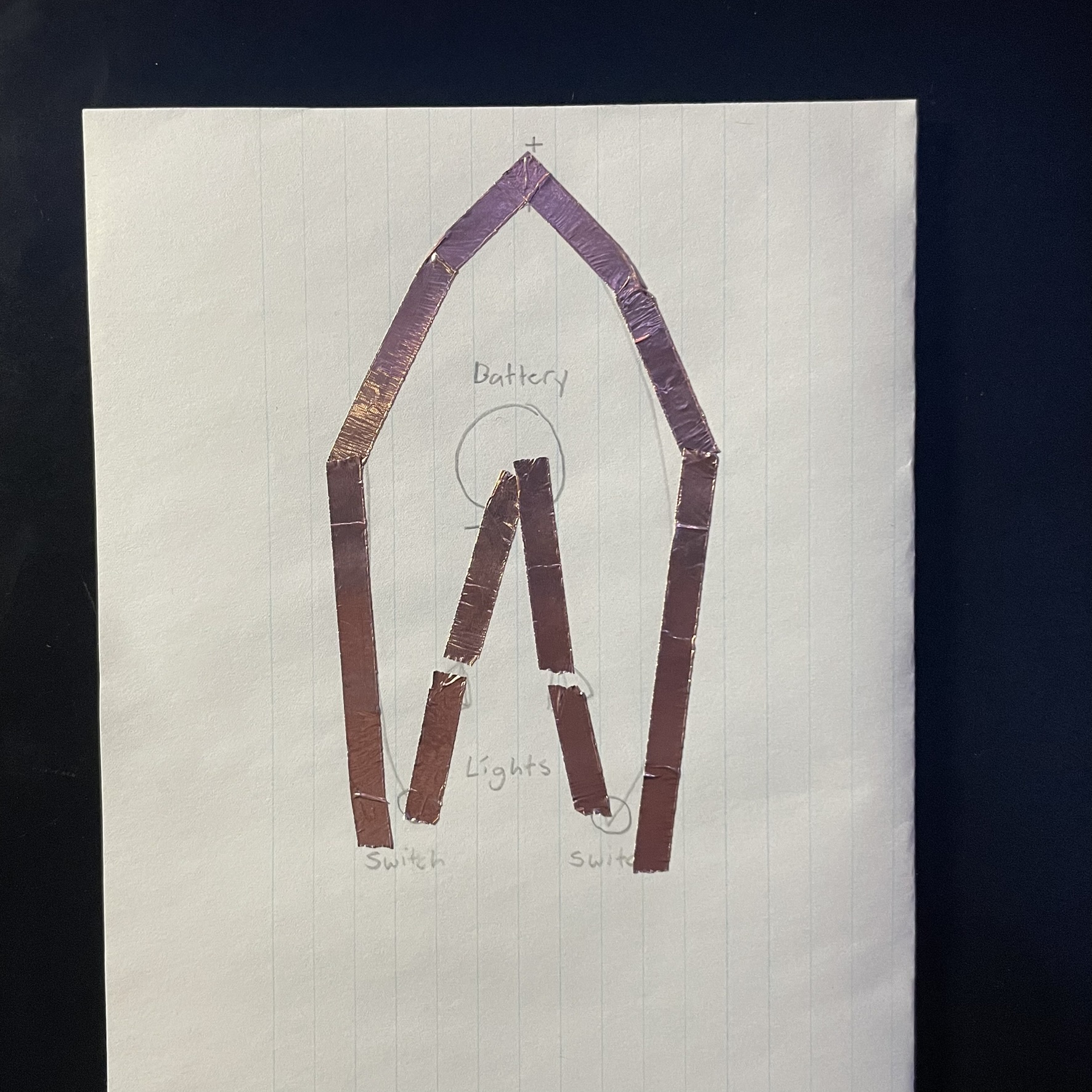 Here the copper tape was added