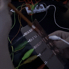 The seventh circuit is a sliding rod circuit, using a pencil and cardboard, as well as copper tape as the conductor, the pencil is used as the ground and slides through a part of the cardboard to activate the buttons of the makey makey, it is very rough showing it being a low fidelity prototype.