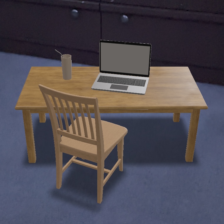 This is the desk setup seen through a real location