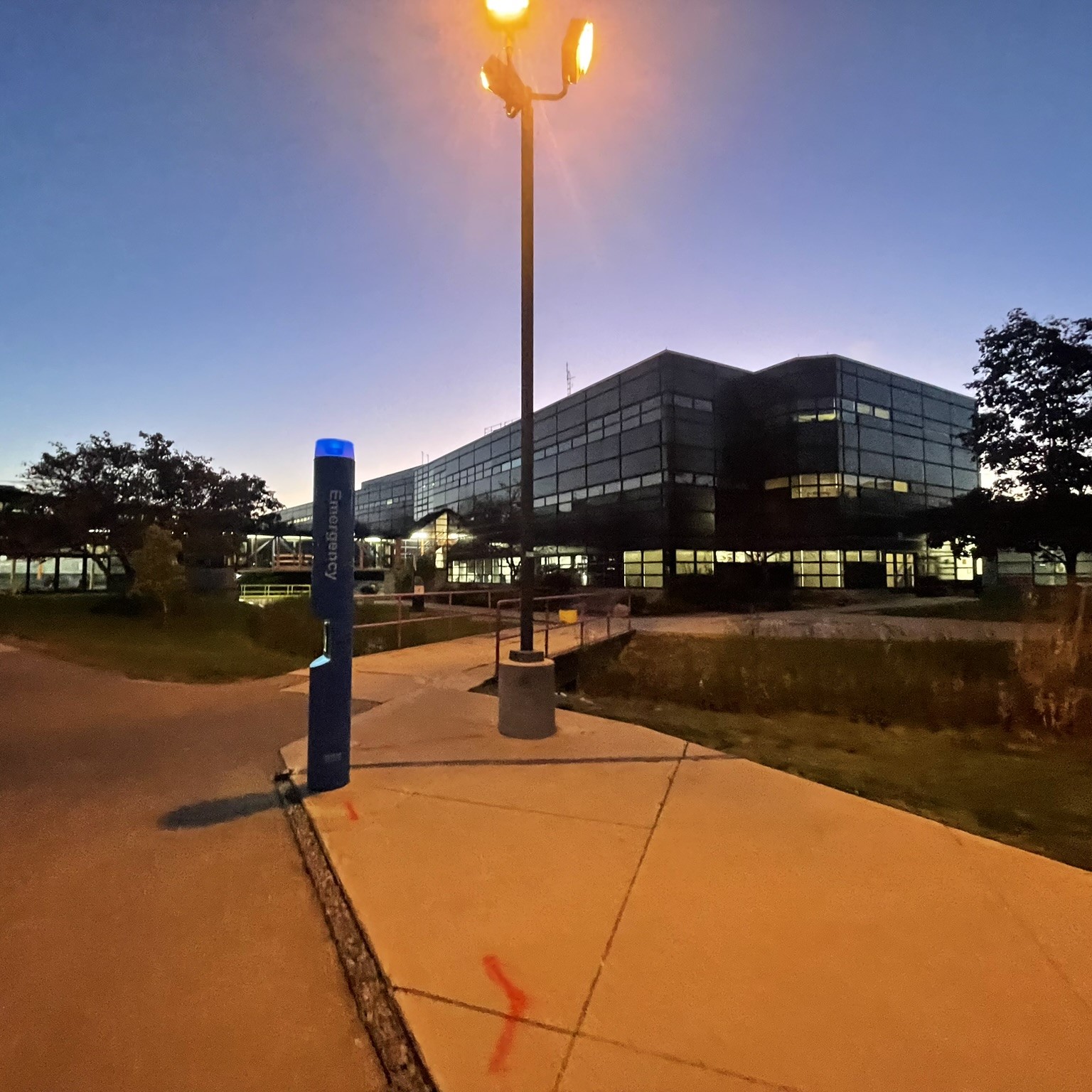 This is a picture taken from the pathway that is between the campus